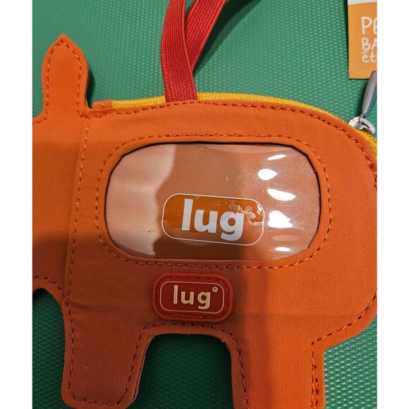 LUG Bag Tag Peekaboo Hippo New Elastic Strap Zip Pocket ID window Sunset orange - Picture 5 of 9